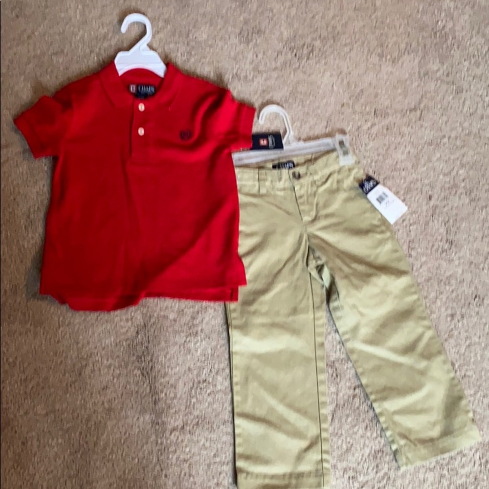 Boys 3T 2pc Chaps outfit. Khakis and Red Polo